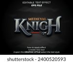 medieval knight text effect, font editable, typography, 3d text for medieval fantasy and  rpg games. vector template