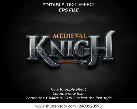 medieval knight text effect, font editable, typography, 3d text for medieval fantasy and  rpg games. vector template