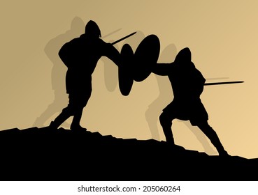 Medieval knight, warrior fight vector background concept