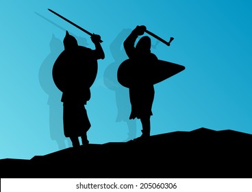 Medieval knight, warrior fight vector background concept