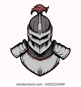 medieval knight wearing armour vector illustration