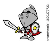 Medieval Knight wearing full armour and ready for battle best for children historical book, Cartoon Vector