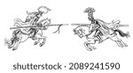 Medieval knights. Hand drawn illustration