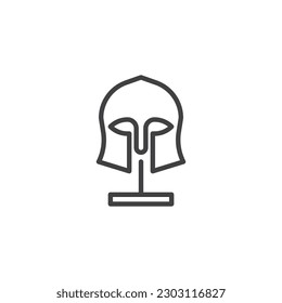 Medieval knight's helmet line icon. linear style sign for mobile concept and web design. Museum exhibit helmet outline vector icon. Symbol, logo illustration. Vector graphics