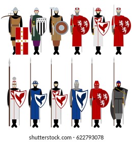 Medieval Knights Weapons Uniforms Jousting Signs Stock Vector (Royalty ...