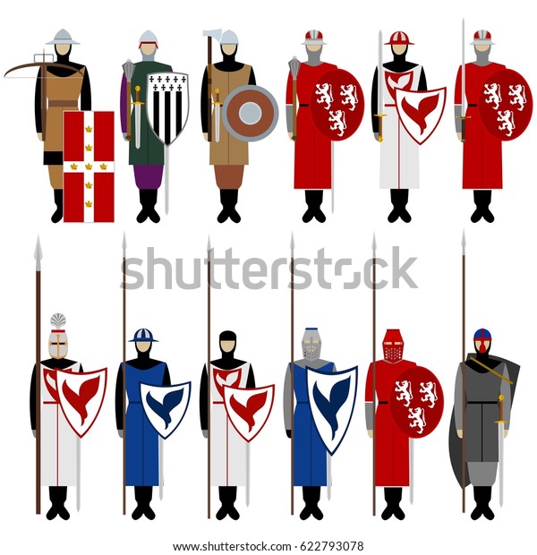 Medieval Knights Weapons Uniforms Jousting Signs Stock Vector (Royalty ...