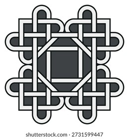 Medieval knot square frame. Ancient irish culture element