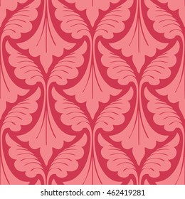 Medieval leaf and trumpet flower pattern seamless background tile