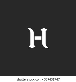 Medieval letter H logo, old style design element, graphic geometric shape, abstract.emblem for business card