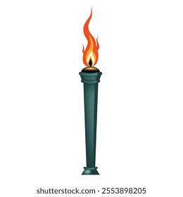 Medieval lit torch. Vector illustration