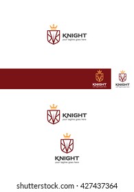 medieval logo with the shield, two letters k and crown