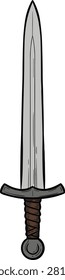 Medieval longsword weapon illustration graphic design for fantasy and history