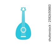 Medieval Lute Icon, Echoes of the Middle Ages, Isolated on White Background