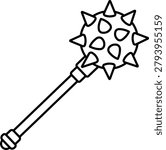 Medieval Mace Line Icon Isolated Spiked Weapon Symbol Vector Illustration for Warfare