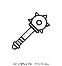 Medieval Mace Outline Icon Vector Illustration