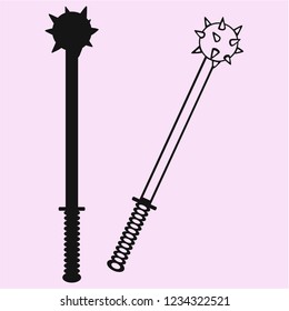 Medieval mace vector silhouette isolated