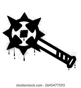 Mittelalterliche Mace Waffe Graffiti mit schwarzer Sprühfarbe