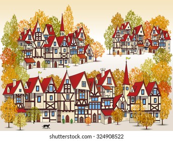 Medieval magic autumn town