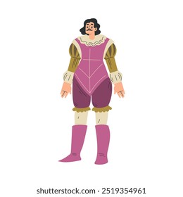 Medieval Man Courtier Character in Standing Pose Vector Illustration