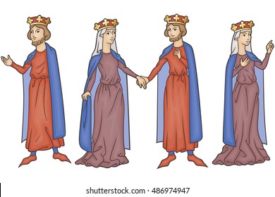 Medieval Manuscript King And Queen