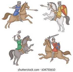 Medieval Manuscript Mounted Knights