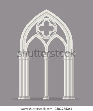 Medieval marble arch. Traditional Roman architecture. Ornate ancient gate with stone columns. Antique entrance to castle or palace. Realistic 3D vector illustration isolated on background Zdjęcia stock © 