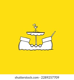 medieval merchant ship. vintage style. - vector
