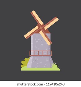 medieval mill old architecture historical building vector.