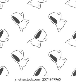 Medieval Monk Seamless Pattern. Middle Ages Religion Background with falling outline hoods. Repeat vector illustration