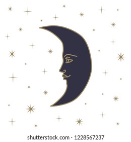 Medieval moon stars astronomy alchemy gothic vector illustration