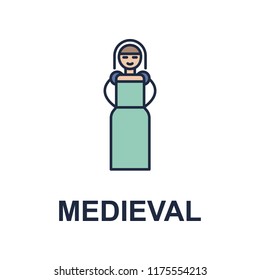 medieval musician icon. Element of music style icon for mobile concept and web apps. Colored medieval music style icon can be used for web and mobile