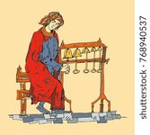 Medieval musicians with the bells. Vector