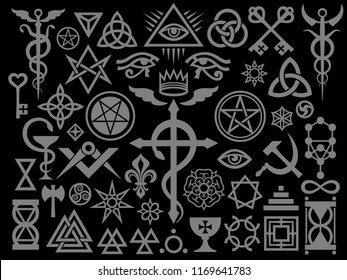 Medieval Occult Signs And Magic Stamps, Sigils, Locks, Knots. 
Mystic symbols of the Illuminati, Masonic Rituals and Black Magic. 
(Silver Black Edition).