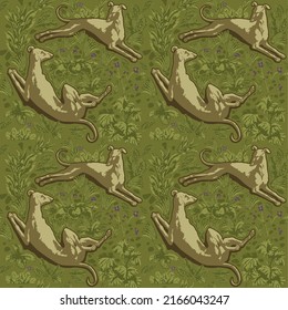 Medieval old style Dogs Pattern. Vector illustration.