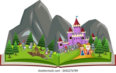 Medieval open book theme illustration