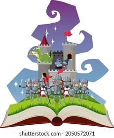Medieval open book theme illustration