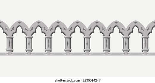a medieval ornament arch seamless on white