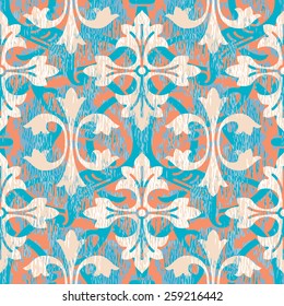 Medieval Ornament Inspired Seamless Abstract Flora Background Pattern