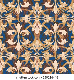 Medieval Ornament Inspired Seamless Abstract Flora Background Pattern