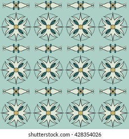 Medieval Ornament Seamless Pattern. Mesopotamia signs.