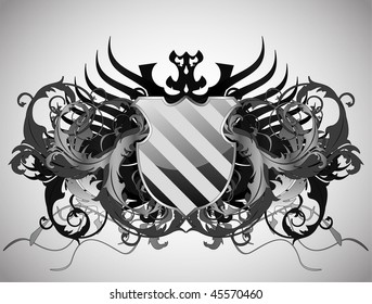 A medieval ornate heraldic shield