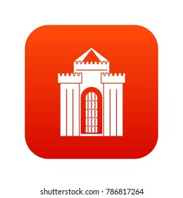Medieval palace icon digital red for any design isolated on white vector illustration