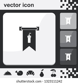 Medieval pennant with castle flat set of buttons vector icon.