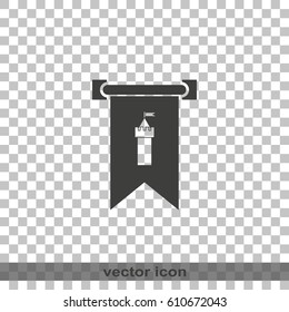 Medieval pennant with castle icon.
