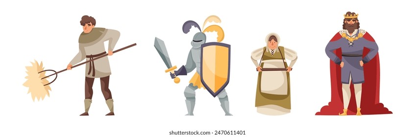 Medieval People Character from Fairytale and Legend Vector Set