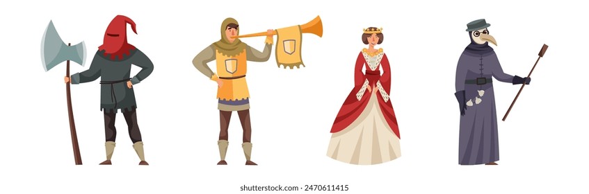 Medieval People Character from Fairytale and Legend Vector Set