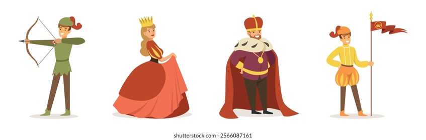 Medieval People Characters from European Historic Period Vector Set