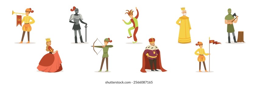 Medieval People Characters from European Historic Period Vector Set