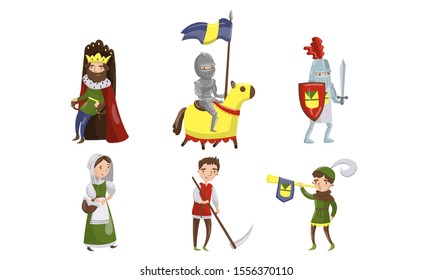Medieval People Characters Vector Illustrations. Middle Age Historic Period Collection