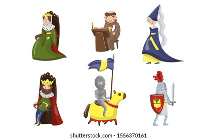 Medieval People Characters Vector Illustrations. Middle Age Historic Period Collection